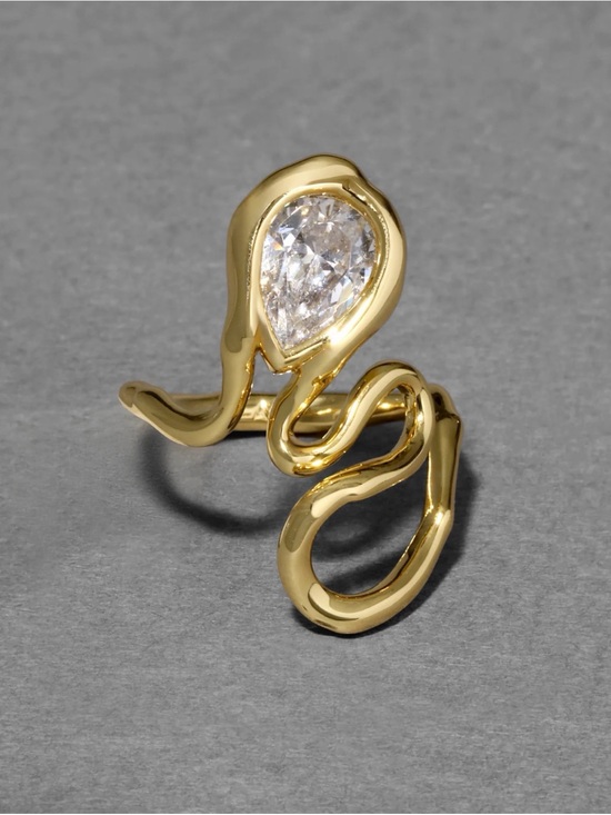Alexis Bittar Jewelry - NEW Alexis Bittar Asterales Floating Vine Ring Size 7 Gold Clear JL26